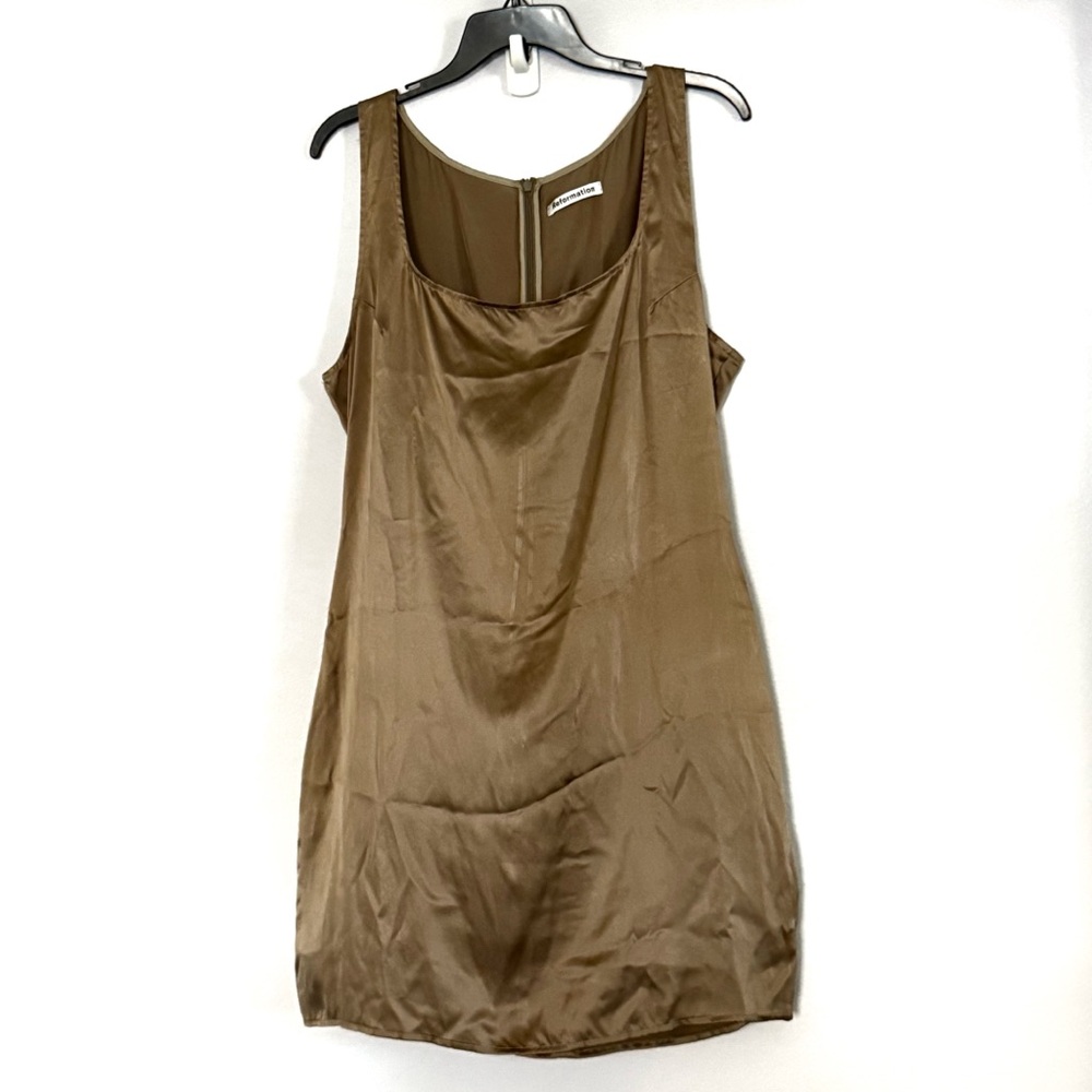 Reformation Bayu Brown Darcy Silk Slip Mini Dress -‎ 12